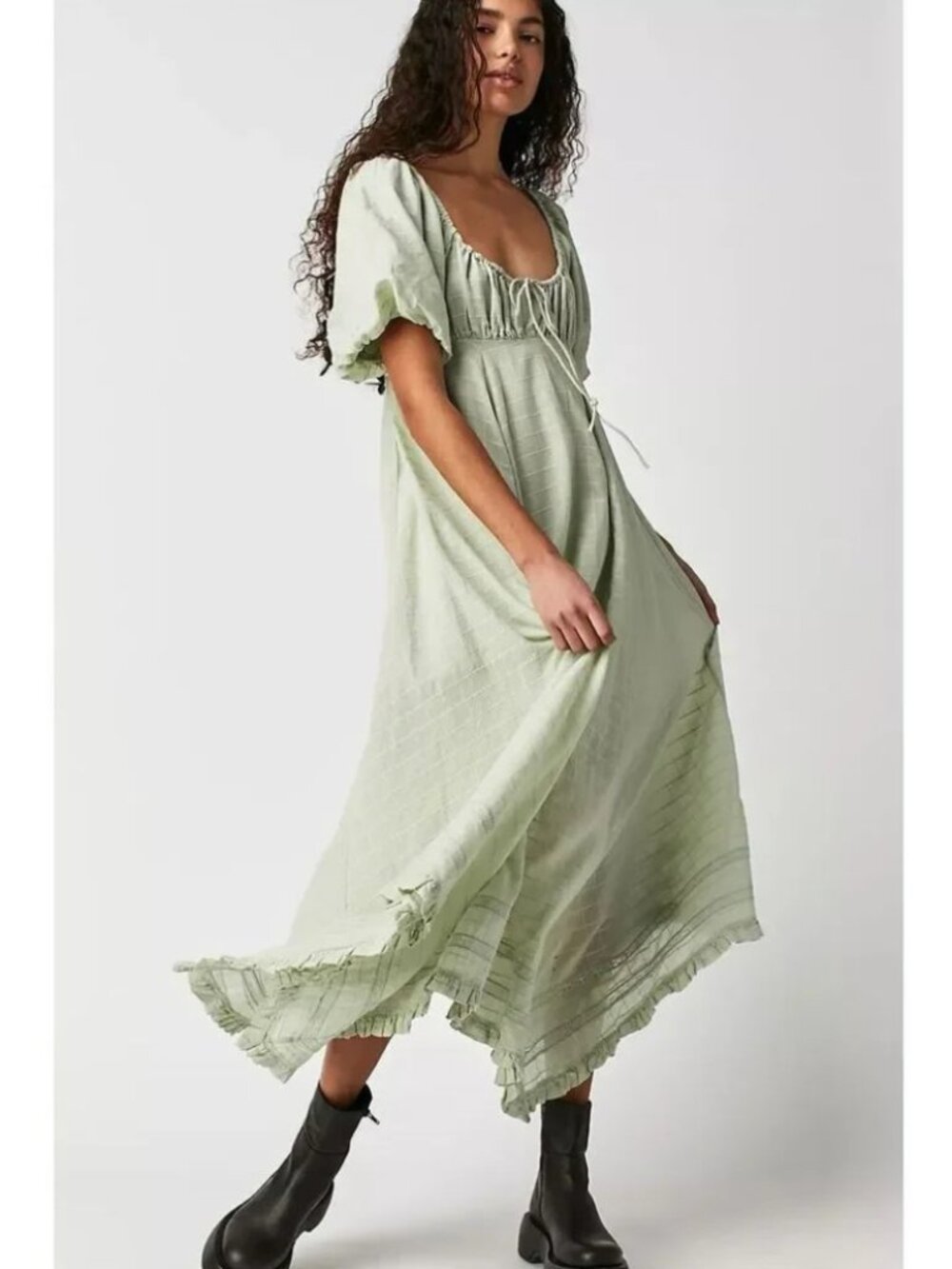 Free People "On My Level" Maxi Dress in Milky Green